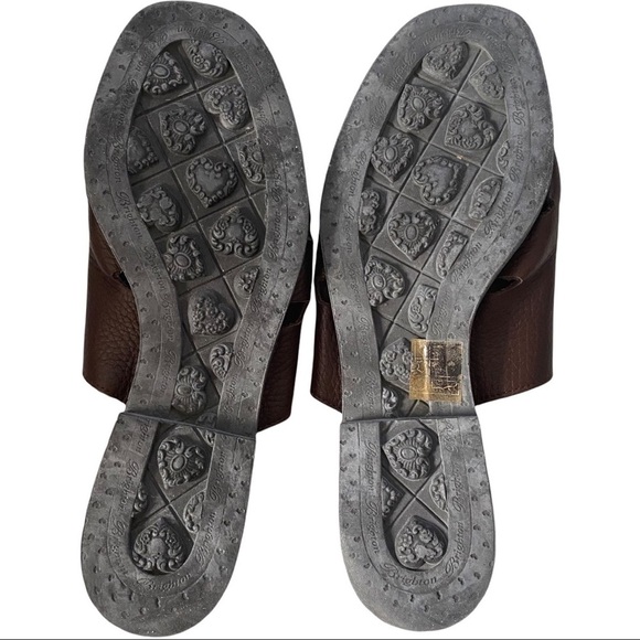 Brighton Italy Laura Brown Leather & Silver Tone Buckle Peep Toe Sandals Sz 7.5M - Picture 7 of 10